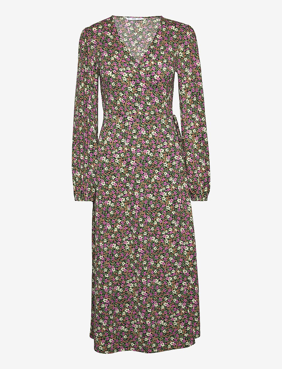 Mango - Printed cut-out detail dress - midikleider - pink - 0