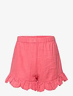 Embroidered cotton shorts - BRIGHT RED