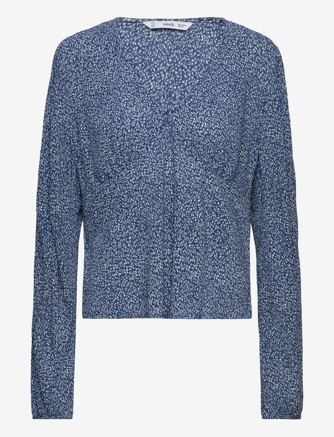 Mango - V-neckline blouse - langærmede bluser - dark blue - 0