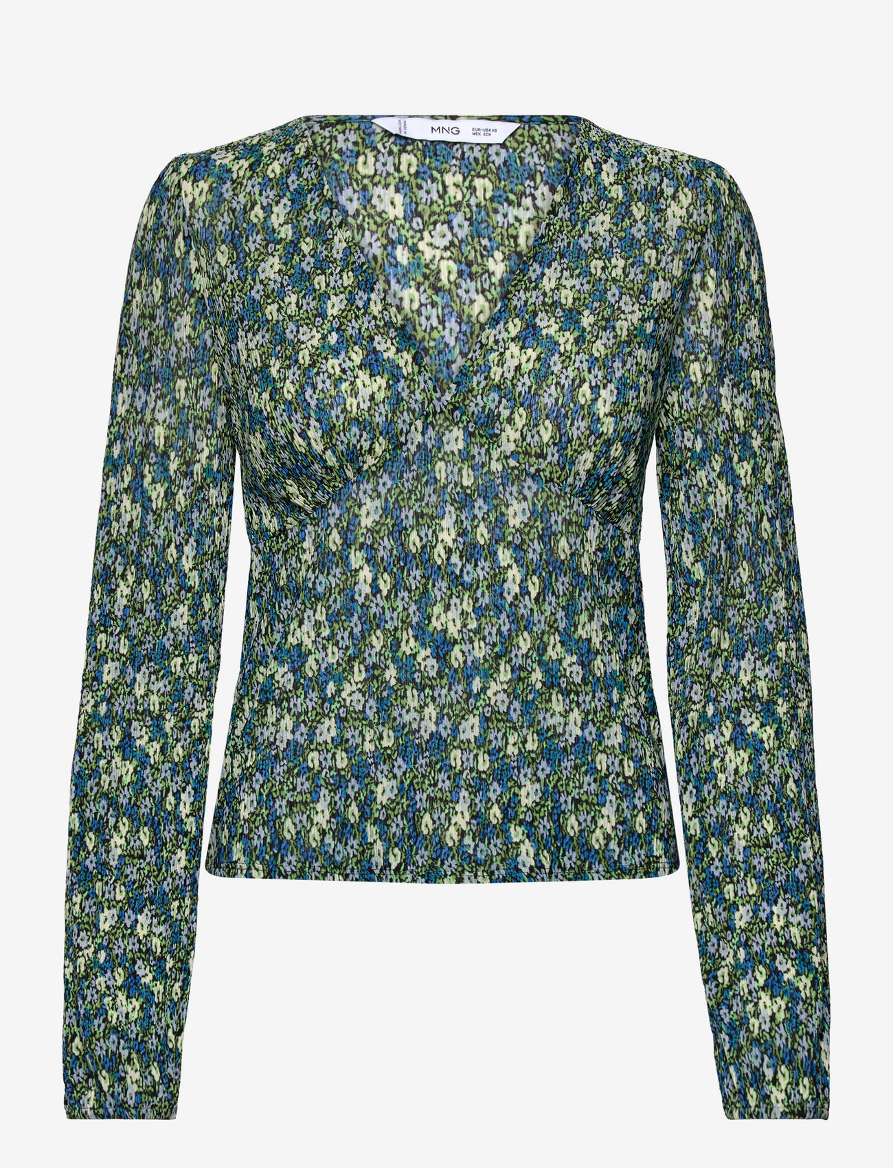 Mango - V-neckline blouse - langærmede bluser - medium blue - 0