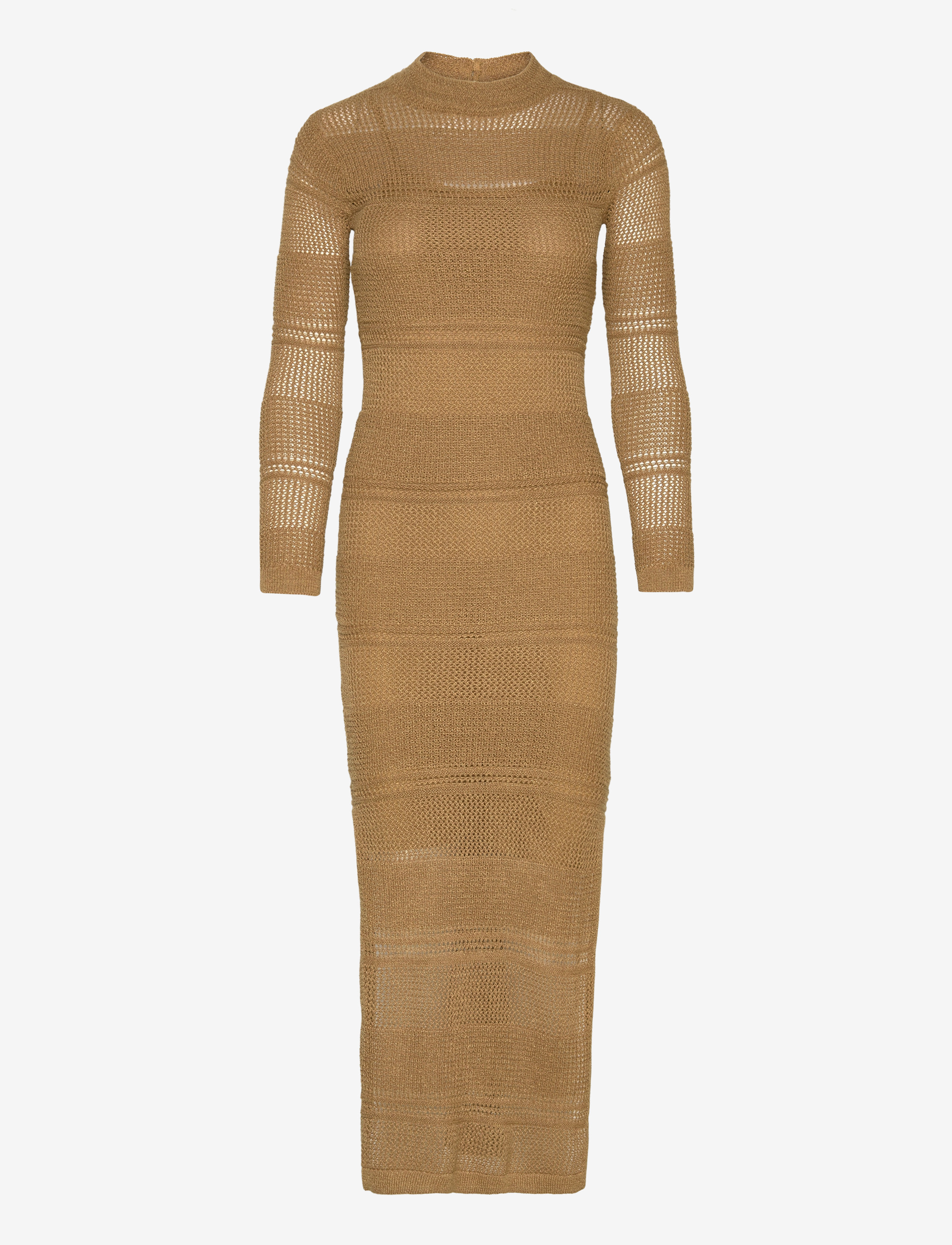 Knitted dress with open back - MEDIUM BROWN