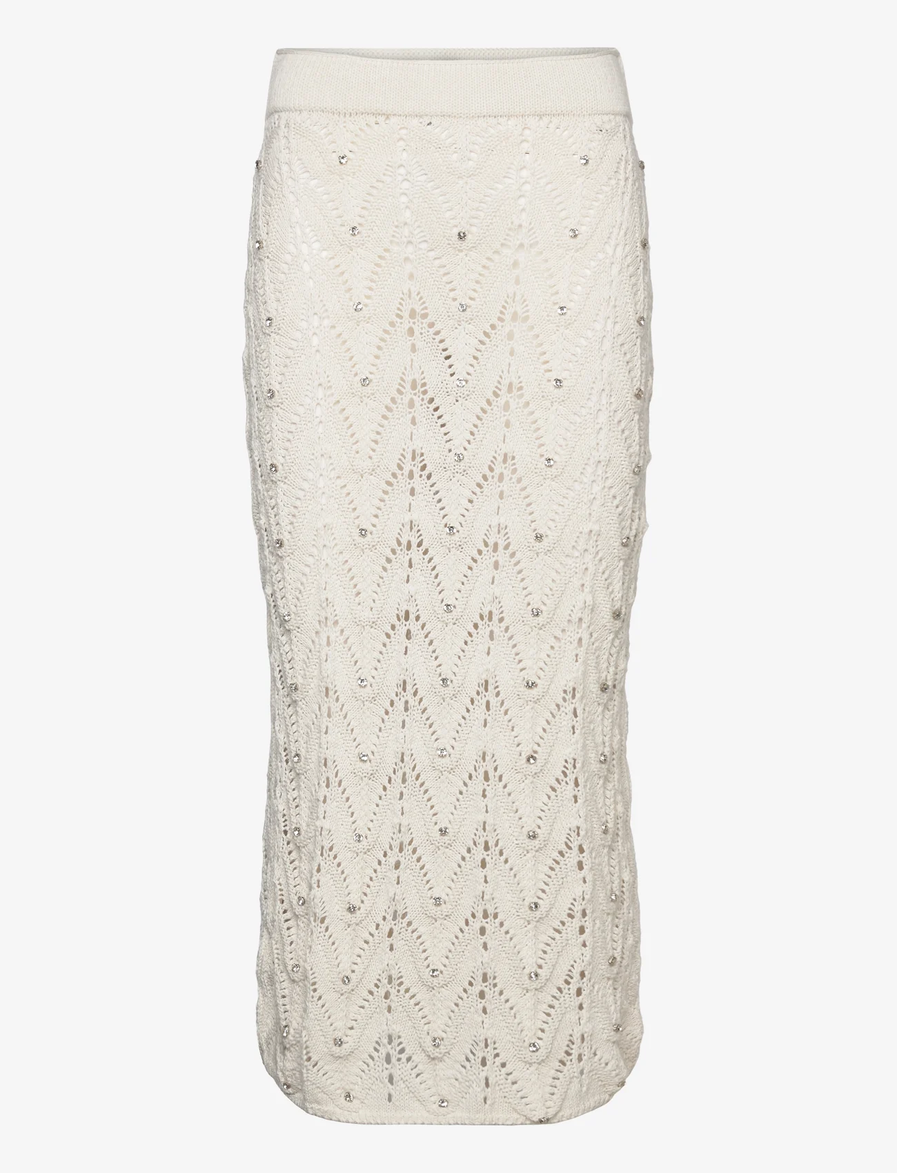 Mango - Knitted skirt with rhinestone detail - strikkede nederdele - light beige - 0