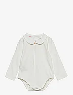 Cotton bodysuit with classic neck - NATURAL WHITE