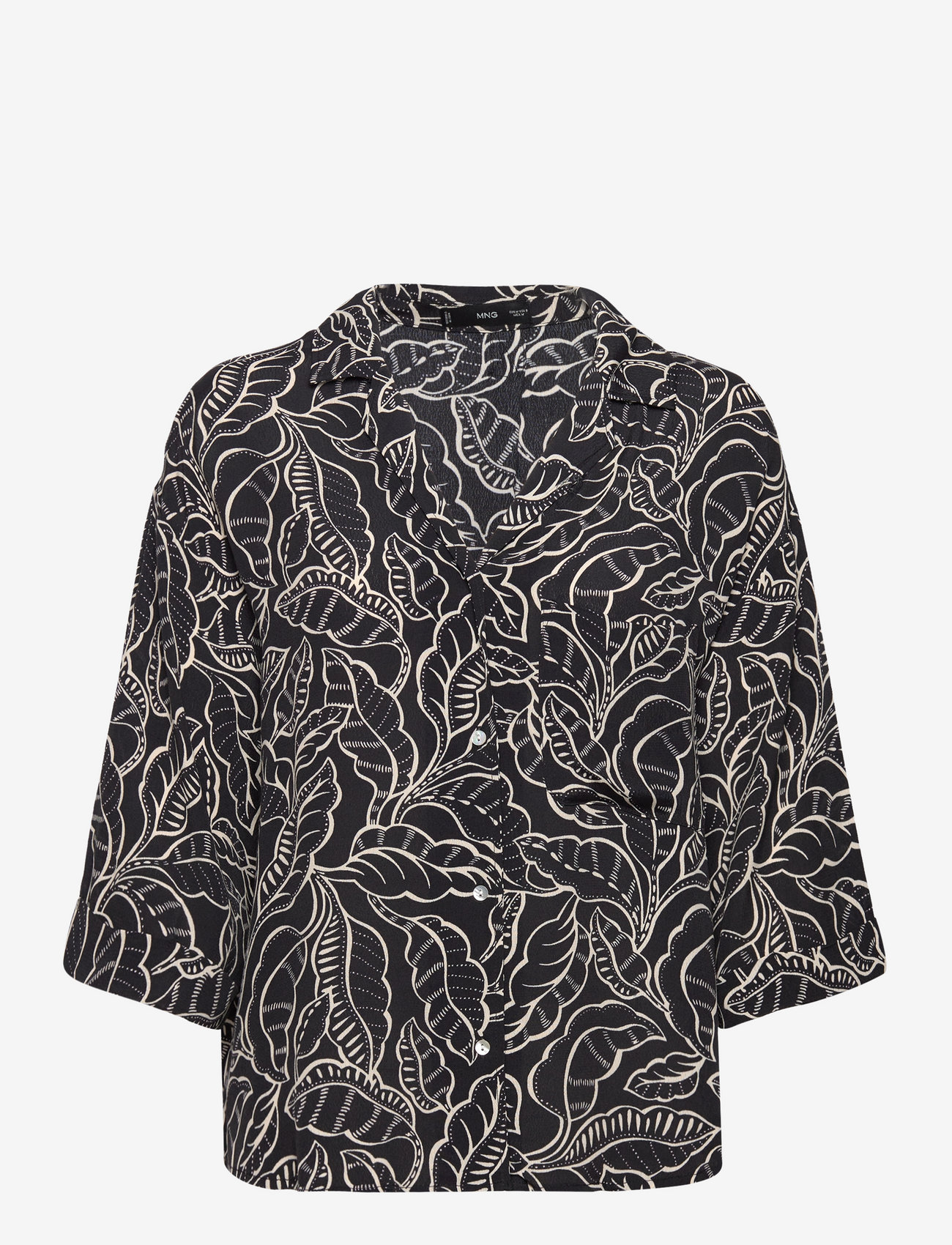 Mango - Floral short-sleeved t-shirt - lühikeste varrukatega särgid - black - 0