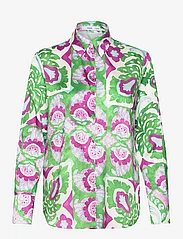 Mango - Satin print shirt - långärmade skjortor - green - 0
