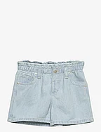 Paperbag denim shorts - LT-PASTEL BLUE