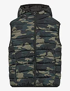 Quilted gilet with hood - BEIGE - KHAKI