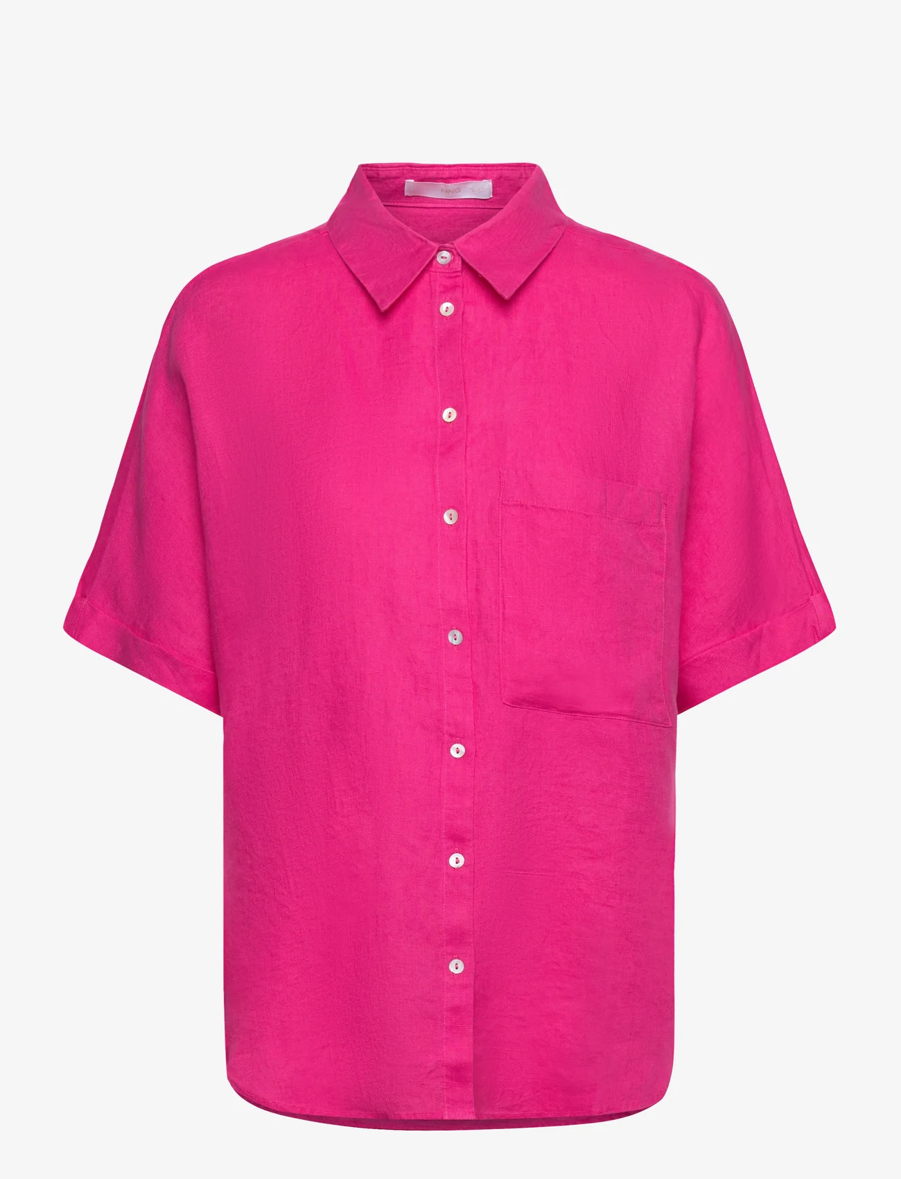 Mango - Pocket linen shirt - hørskjorter - bright pink - 0