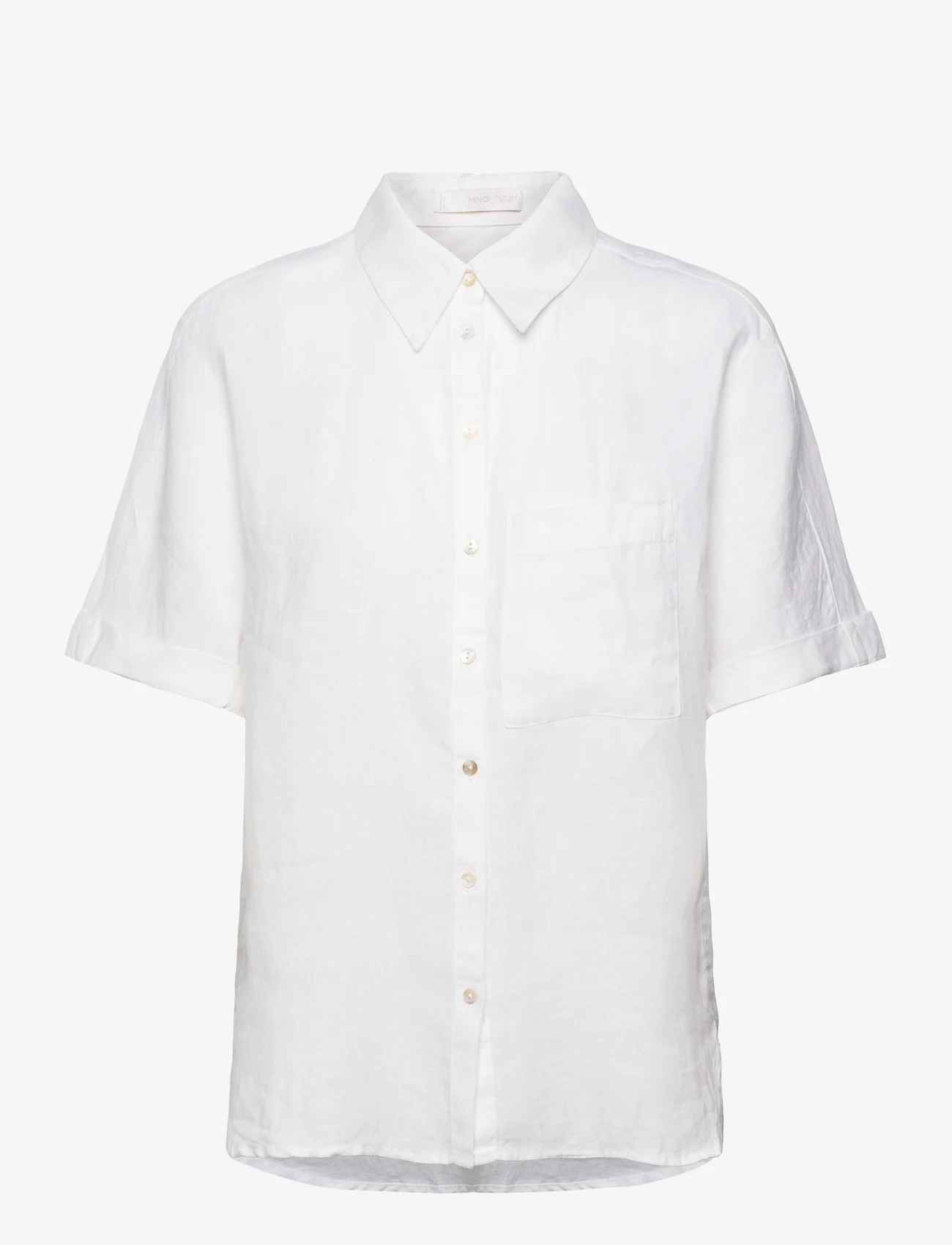 Mango - Pocket linen shirt - linneskjortor - natural white - 0