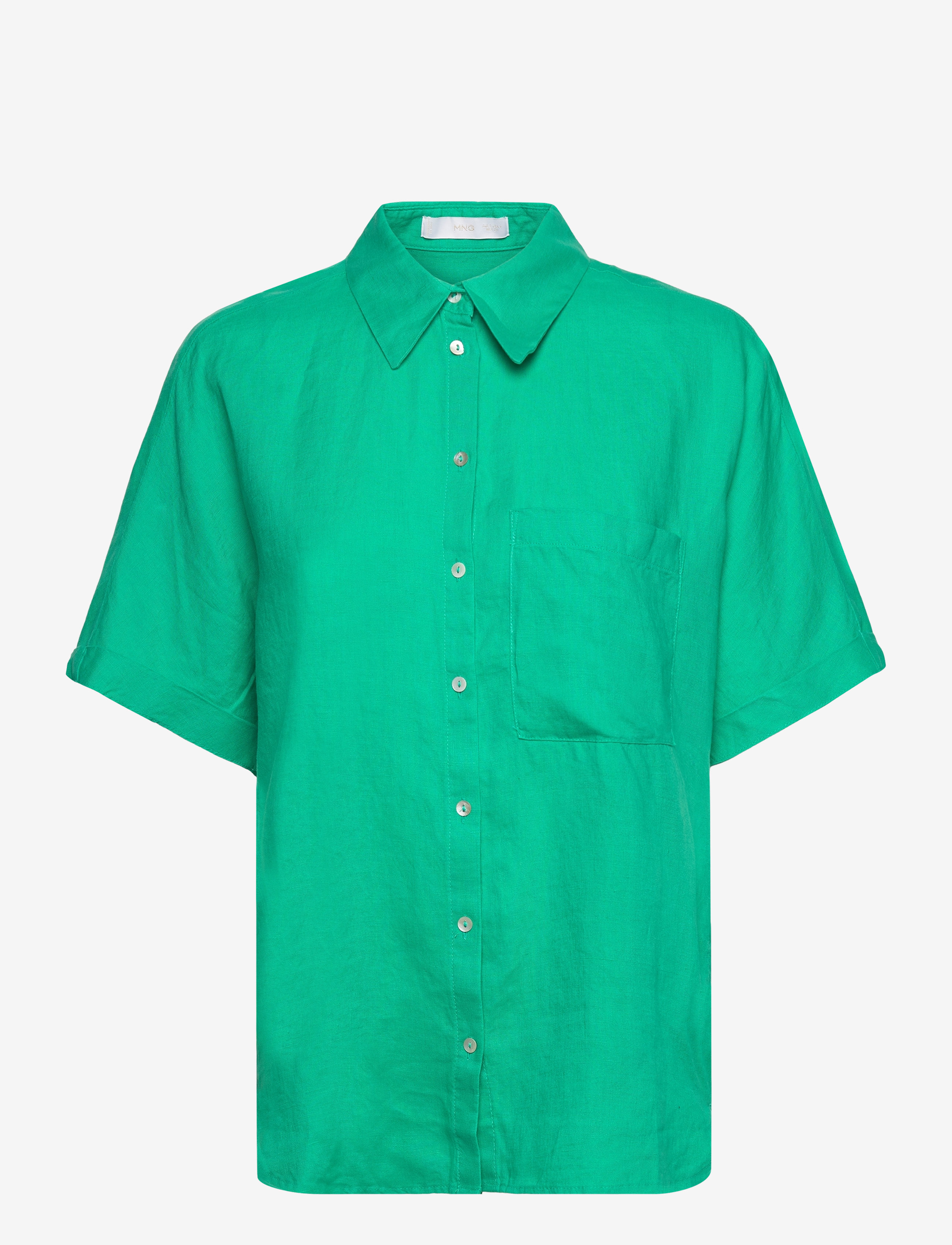Mango Pocket linen shirt - Skjorter - GREEN / green