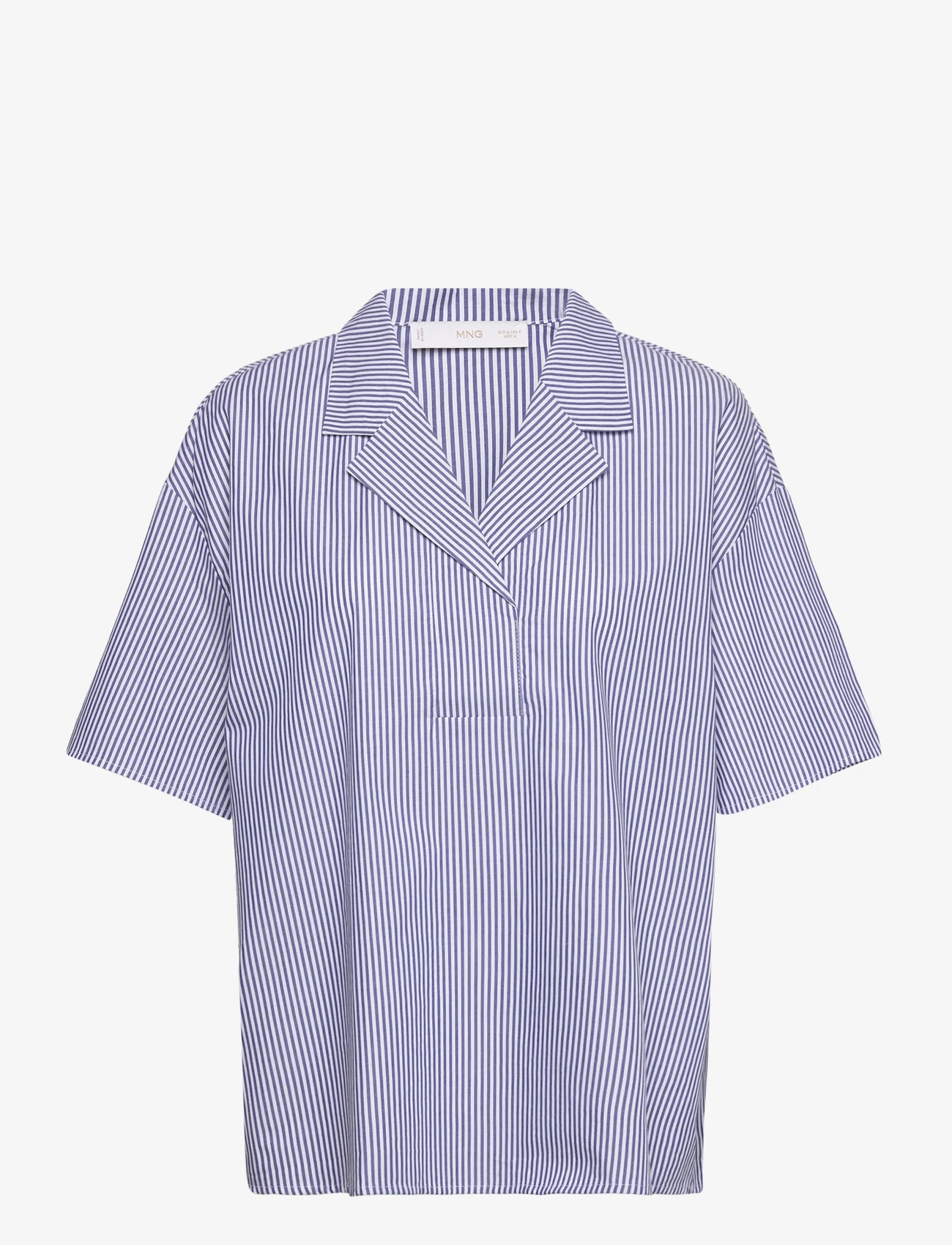 Mango - Short sleeve striped shirt - kortärmade skjortor - navy - 0