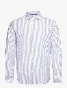 100% cotton seersucker striped shirt, Mango