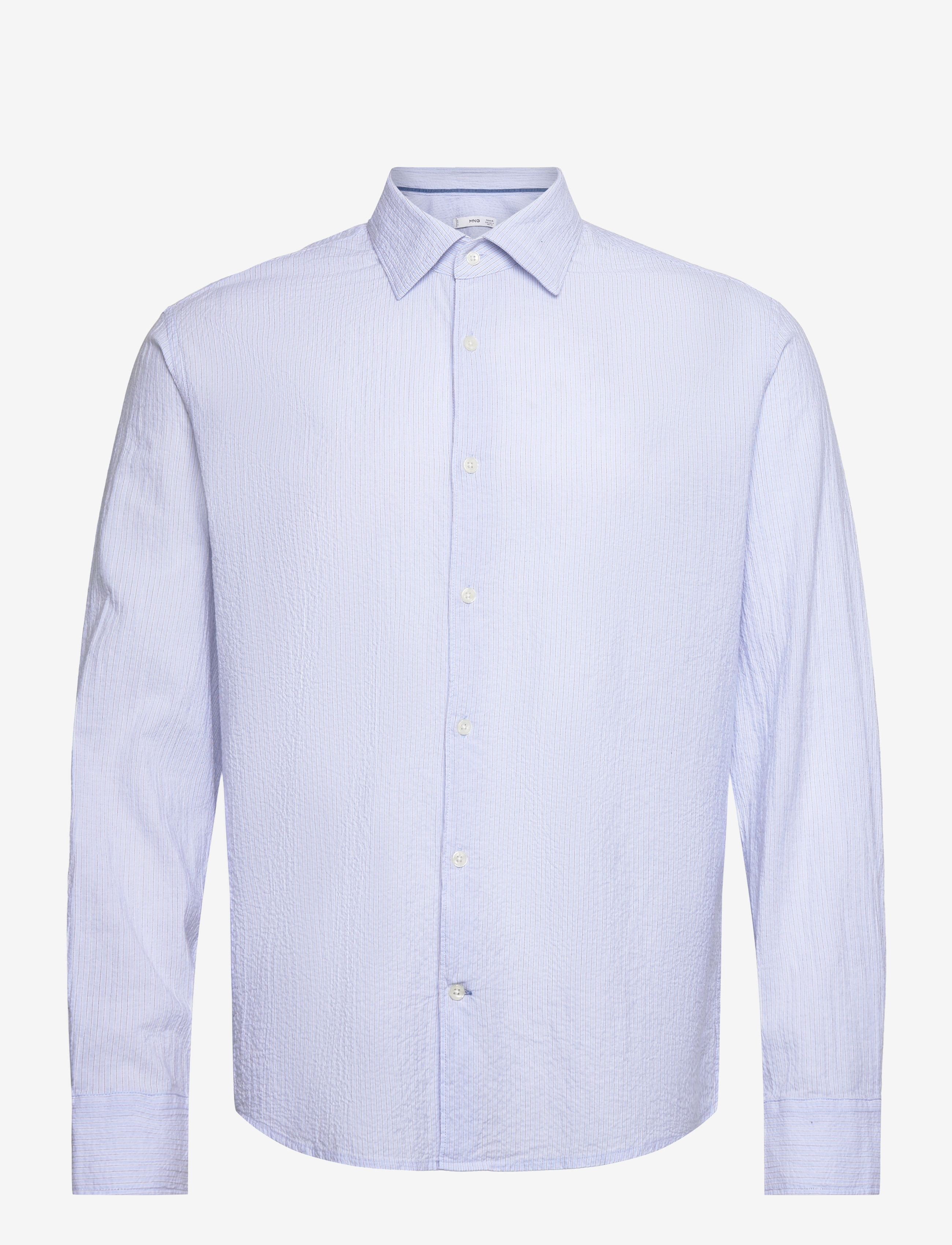 Mango Cotton seersucker shirt with multiple stripes - Särgid - LT-PASTEL BLUE / blue
