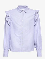 Ruffled cotton shirt - MEDIUM BLUE