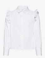 Ruffled cotton shirt - WHITE