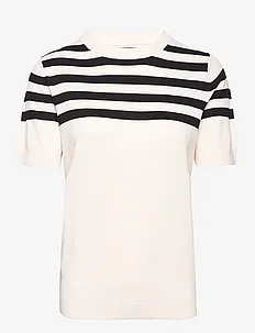 Striped short-sleeved sweater, Mango