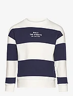 Striped cotton-blend sweatshirt - NAVY