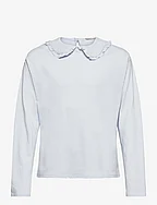 Babydoll collar cotton T-shirt - LT-PASTEL BLUE