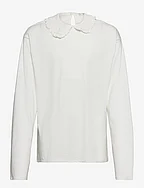 Babydoll collar cotton T-shirt - NATURAL WHITE