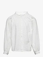 Gathered cotton blouse - LIGHT BEIGE