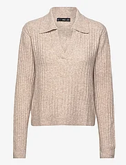 Mango - V-neck ribbed knit sweater - strikkegensere - lt pastel grey - 0