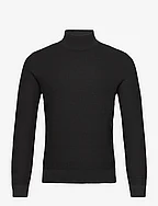 Structured perkins neck sweater - BLACK