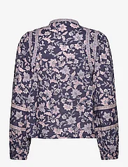 Mango - Floral-print cotton blouse - langermede bluser - medium purple - 1