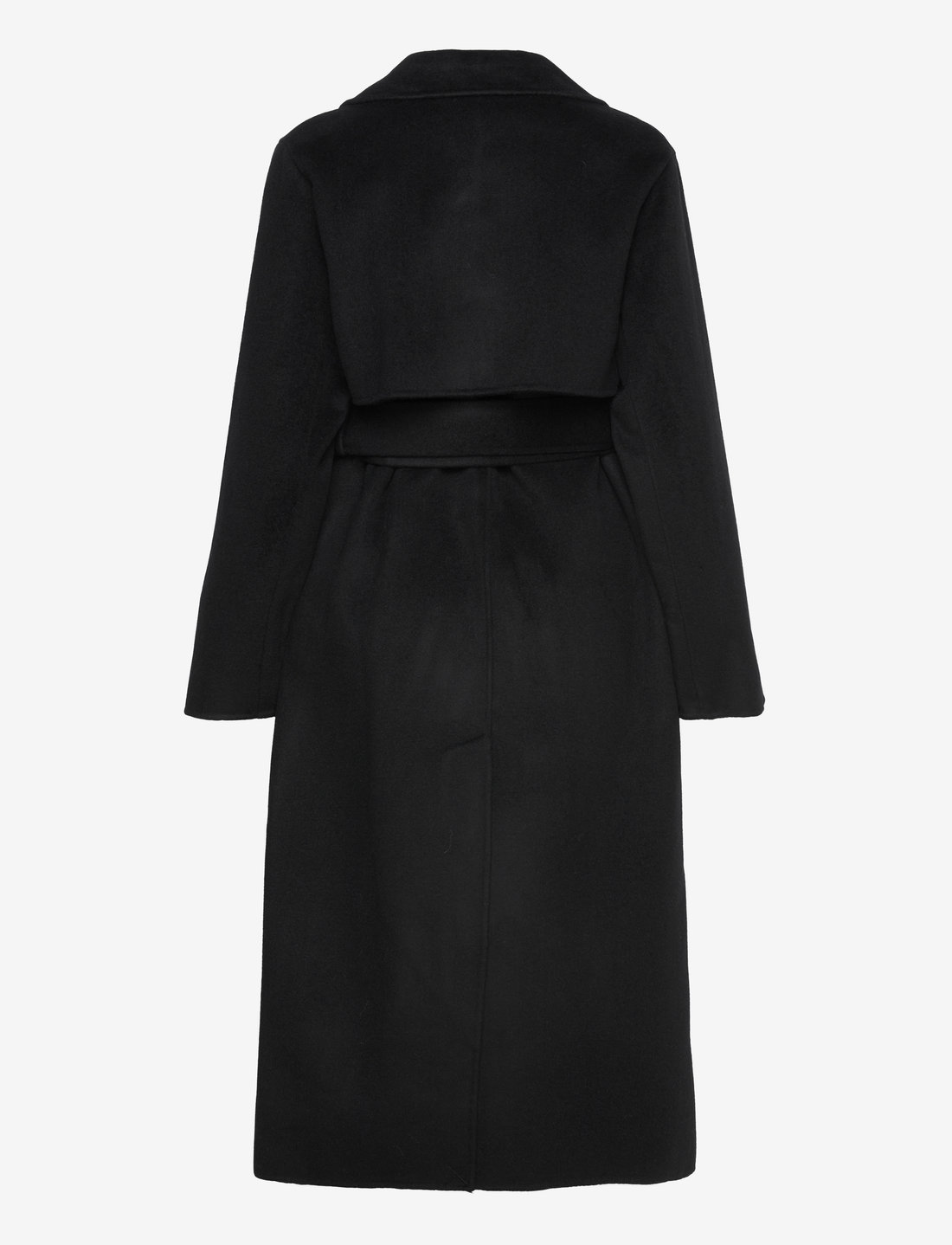 Black wrap coat with belt hotsell