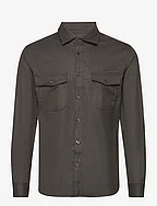 Chest-pocket cotton overshirt - BROWN
