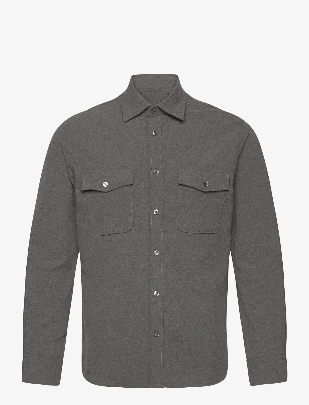 Mango - Chest-pocket cotton overshirt - avslappede skjorter - grey - 0