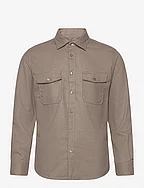 Chest-pocket cotton overshirt - LIGHT BEIGE