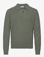 Ribbed knit polo shirt - MEDIUM GREEN