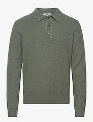 Mango - Ribbed knit polo shirt - polostrik - medium green - 0