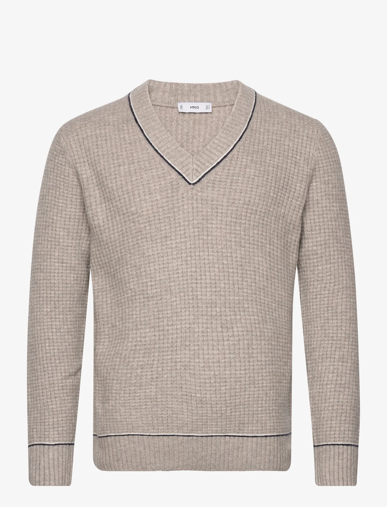 Mango - Structured V-neck sweater - v-ringat - grey - 0