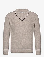 Structured V-neck sweater - GREY