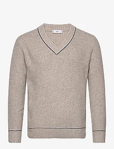 Structured V-neck sweater, Mango