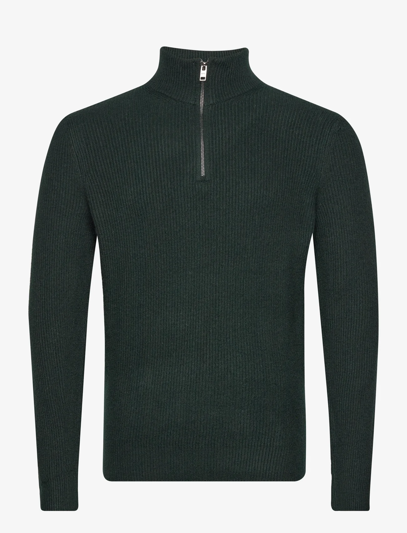 Mango - Ribbed sweater with zip - män - dark green - 0