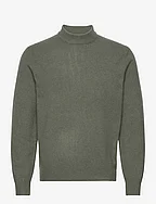Wool-blend sweater with perkins collar - MEDIUM GREEN
