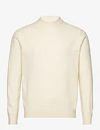 Wool-blend sweater with perkins collar - NATURAL WHITE