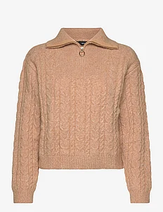 Cable-knit zip-neck sweater, Mango
