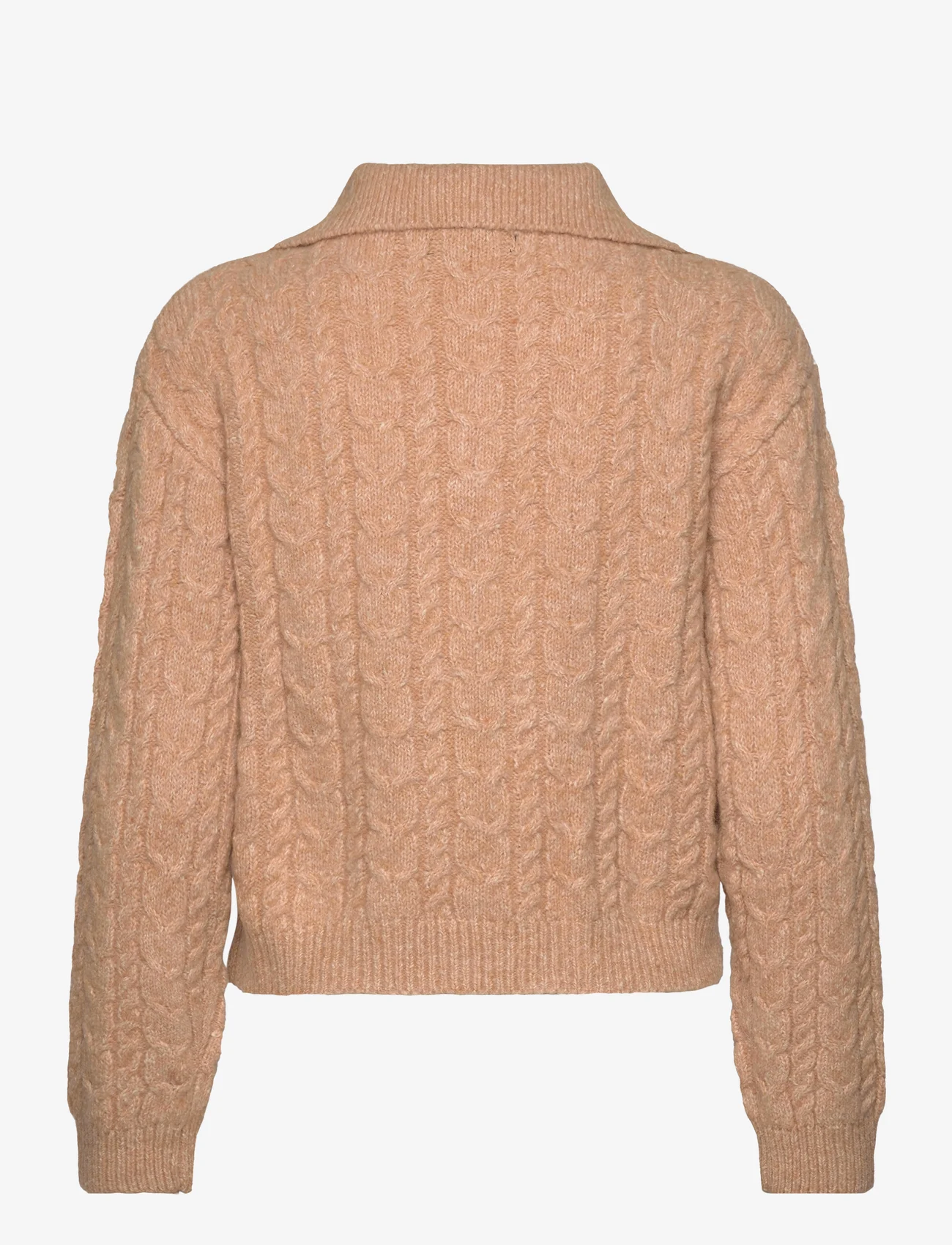 Mango - Cable-knit zip-neck sweater - tröjor - medium brown - 1