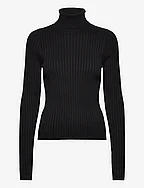 Turtleneck ribbed sweater - BLACK