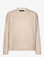 Round-neck knitted sweater - LIGHT BEIGE