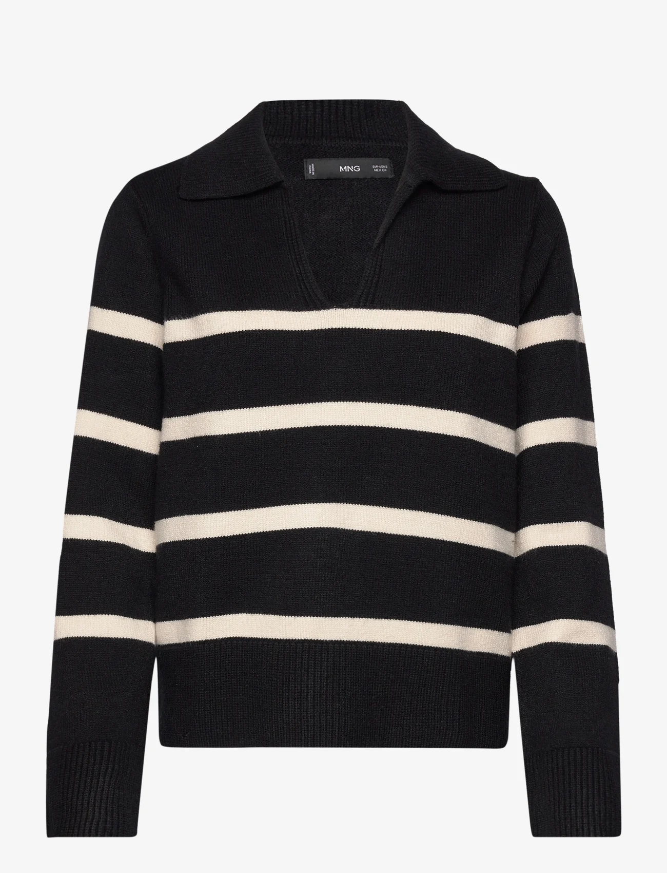 Mango - Striped polo-neck sweater - tröjor - black - 0