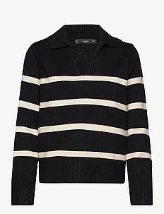 Striped polo-neck sweater, Mango
