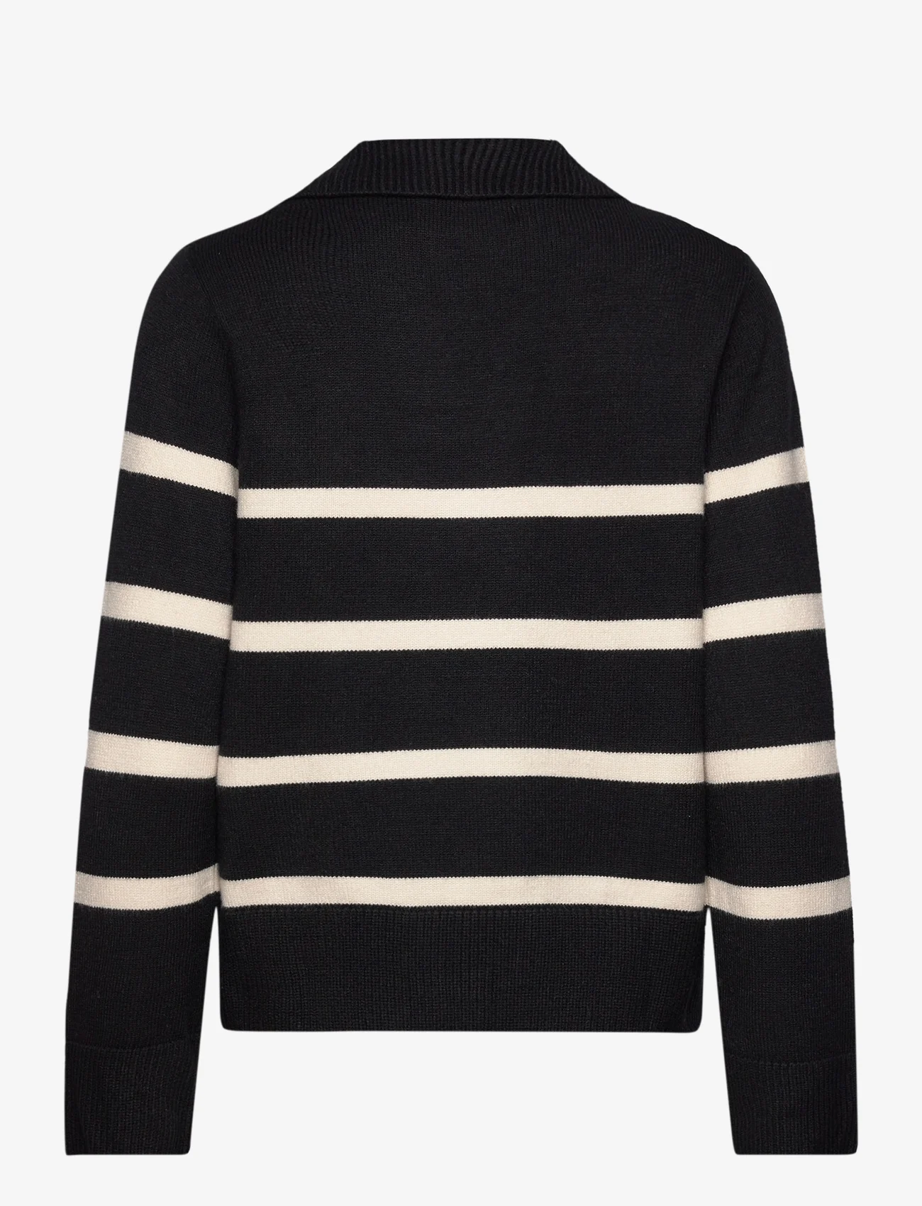 Mango - Striped polo-neck sweater - tröjor - black - 1