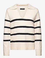 Mango - Striped polo-neck sweater - tröjor - light beige - 0