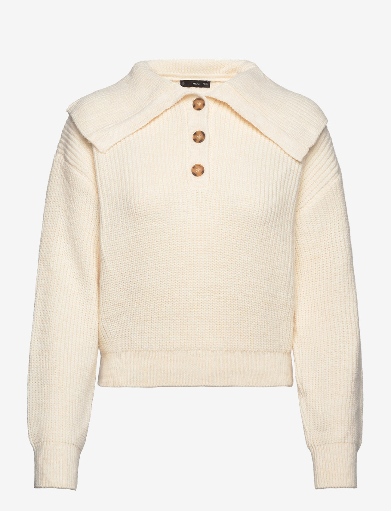 Mango - Buttoned collar knit sweater - herbstliche kleidung - light beige - 0