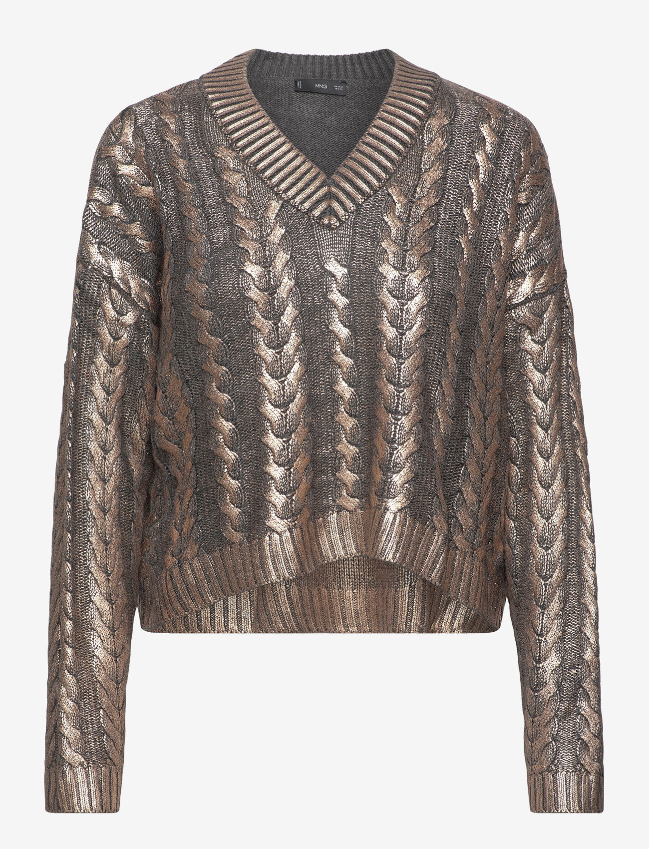Mango - V-neck foil sweater - herbstliche kleidung - rust - copper - 0
