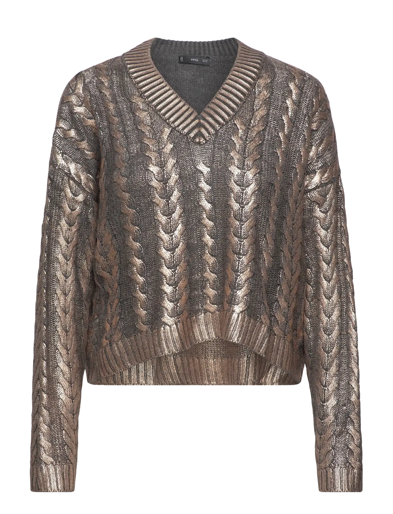 V-neck foil sweater - RUST - COPPER